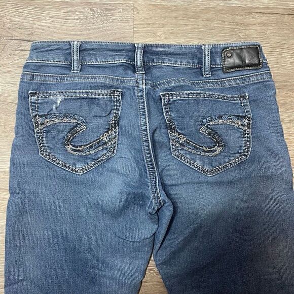 Silver Jeans Tuesday Low Rise Skinny Size W31/L31 Blue Denim Distressed - Picture 8 of 11